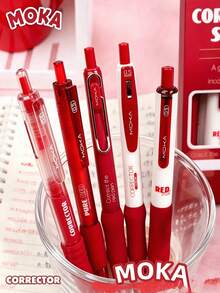 5 buah/kotak pulpen merah netral, pulpen tinta merah tarik 0,5 mm, pulpen kantor berkualitas tinggi, tinta merah cocok untuk guru dalam menilai tugas, menandai poin penting, memberi nilai, dan mengembalikannya ke sekolah, alat tulis yang bagus. - pulpen - View 7