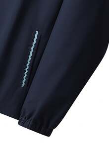 Vancamel Pulse Men's Solid Color Lightweight Hooded Functional Jacket, Loose Fit Comfortable Versatile Top With Large Pockets And Zipper Design, Sports Outerwear - Navy Blue - View 6