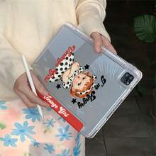 Casing Pelindung Tablet Motif Polkadot Vintage Gadis Kecil Marah, Bagian Belakang Transparan dengan Slot Pena, Pelindung Tablet Anti Jatuh, Casing Pelindung Tablet Kartun Lucu dengan Stand Multi-Sudut, Kompatibel dengan Apple Generasi ke-11 (A16), Minimalis Generasi ke-10/Air 8 Tahan Lama 2026 New Pro 11 Fashion Mini 7/Air 7/6/11/13 Inch, Cocok untuk Kerja, Perjalanan, Harian, dan Berbagai Skenario - Putih - View 5