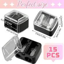 Dual-Ended Eyeliner & Lip Liner Pencil Sharpener, Compact Makeup Pencil Sharpener Tool, Black - Multicolor - View 3