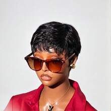 1B Hair Short Pixie Cut Wig With Bangs, No Glue No Lace Front, Short Layered Trim, Fully Machine Woven, Easy To Wear, Suitable For All Ethnicities - Multicolor - View 5