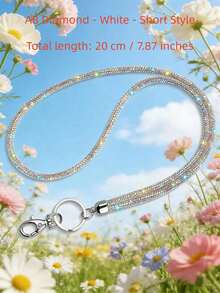 1pc Multicolor Rhinestone Lanyard - Durable Nylon With Metal Buckle, Elegant Sparkling ID And Phone Keychain, Suitable For Office, Teacher, Student (7 Colors: Mixed/Grey/Pink/Red/Green/Blue/Black), Halloween, Christmas - Multiple Styles - View 13