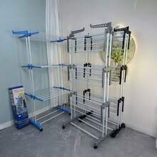 Multifunctional Foldable Floor Clothes Drying Rack - Blau - Übersicht 3