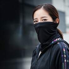 Men's & Women's Solid Color Neck Gaiter, UV Protection, Breathable Face Mask, Outdoor Cycling Running Magic Scarf, Sun Protection Milk Silk Headscarf, Ice Silk Cooling Neck Gaiter, UV Sun Protection Face Mask, Lightweight Breathable Neck Guard, Suitable For Motorcycle Riding And Hiking - Black - View 2