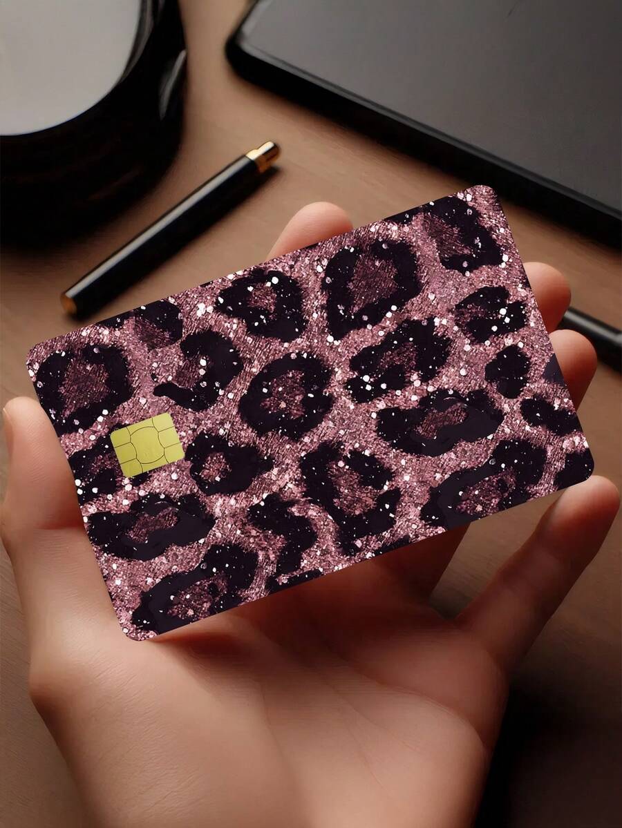 1pc Purple Leopard Print Credit Card Sticker Privacy Protection Card Skin, Realistic Leopard Pattern Birthday Gift PVC Material Anti-Fingerprint Anti-Scratch Wear-Resistant Card Sleeve, Suitable For Men, Women, Couples, Small Chip Card, Bank Card, Credit Card, Transportation Card, Student Campus Card Personalized DIY, Beauty Influencer Style Social Leopard Print Enthusiast Must-Have - Type a - View 1