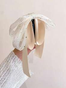 1pc Shiny Mesh Rhinestone Glitter Satin Ribbon Multi-Layer Bow Banana Clip Hair Clip For Women, Fashionable Elegant Hair Accessory, Suitable For Various Occasions - Style 2 - View 6
