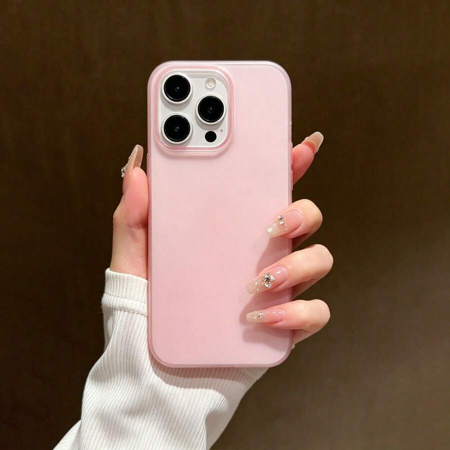 Compatible con iPhone 17/17 Pro/17 Pro Max/16/15/14/13/12/11 Series, 1 pieza Funda de teléfono TPU ultra fina con tacto mate de piel, cubierta protectora anti-caída de cobertura completa, funda de teléfono 17 Pro Max, funda de teléfono de moda anti-caída de cobertura completa - Rosa - Ver 1