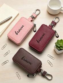 Custom Text Logo Car Key Pouch Unisex Car Key Storage Bag Creative Fashion Minimalist Waist Hanging Keychain - Multicolor 2 - View 6