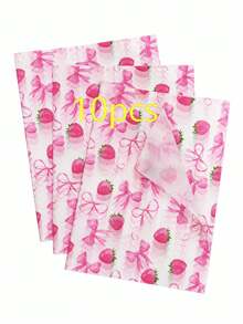 10/20/25/50 Sheets Strawberry Bow Pattern Tissue Paper, Suitable For DIY Crafts, Party Gifts, Bouquet Wrapping, Clothing Packaging And Birthday Gift Decoration - Strawberry Bow - View 7