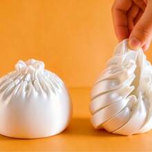 Novel Cute Bun-Shaped Twist Stress Relief Toy, 3D Printed Wrinkled Dumpling, Stretchable, Girly Style, Portable - White - View 6