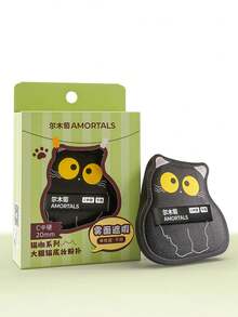 Amortals 1個黑色聰明貓乾用化妝蛋，中硬度厚實彈性緻密海綿，適用於乳霜與粉底，打造均勻無瑕妝感，可愛卡通化妝蛋，適合日常初學者化妝 - 黑色 - 查看 9