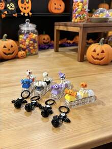 1pc Halloween Keychain Cute Skull Candy Pendant Backpack Charm Portable Finger Spinner Stress Relief Toy Keychain, Suitable For Party Favor Bag Fillers, Holiday Gift Bag Accessories - Multicolor - View 4