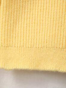 Tween Girl Knitted Embroidered Floral Collar Cardigan For Daily Wear - Yellow - View 9
