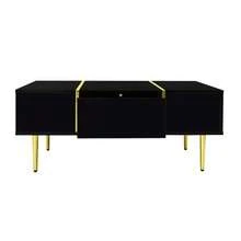 White Lacquered Coffee Table, Modern And Sleek, With 2 Drawers - 黑色 - 查看 10