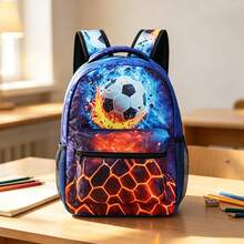 Mochila Estudiantil con Patrón de Fútbol Bolsa Deportiva para Viajes al Aire Libre - mochila con estampado de fútbol - Ver 14
