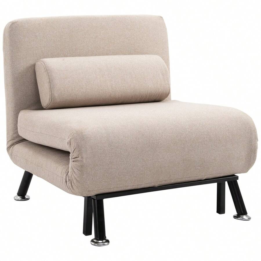 Silla Cama Plegable con Respaldo Ajustable, Color Gris Oscuro, Disponible en Sitio - Beige + Acero - Ver 1