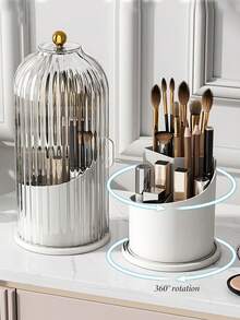 Dust-Proof Rotating Storage Box, Transparent Sliding Lid Design, 360° Free Rotation, Multi-Compartment Large Capacity, Easily Store Toothbrushes, Toothpaste, Makeup Brushes And Other Items, Elegant And Versatile For Various Scenarios - Multicolor - View 8
