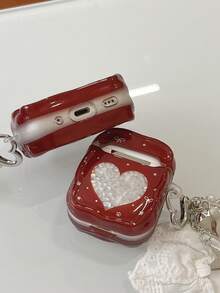 Red Star Hollow Heart Design Protective Case Compatible With Apple Pods 4, Pro 2nd Gen, Bluetooth Pods Pro 3 Earbuds - Red - View 5