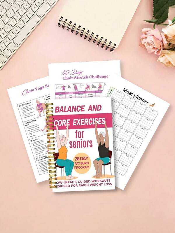 Elderly Chair Yoga Guide, Weight Loss Yoga Coil Book, Chair Yoga Weight Loss, Chair Yoga Tutorial And Charts, Low-Impact Exercise, Complete Training Program And Workout Plan, 30-Day Challenge Plan, Exercise Manual Suitable For Seniors Over 60, Fitness Companion, Suitable As A Gift For Elderly Parents, Grandparents Or Friends Who Just Started Their Fitness Journey