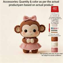 Bowtie Little Monkey (Not Finished) DIY Crochet Material Kit, Suitable For Beginners, Includes Everything Needed For Crocheting, Comes With Tutorial And Instruction Manual, Home Decor/Bag Charm, Crochet Enthusiast Leisure Craft, Birthday, Back To School, Holiday Gift For Family And Friends - C-Multicolor Set - View 9