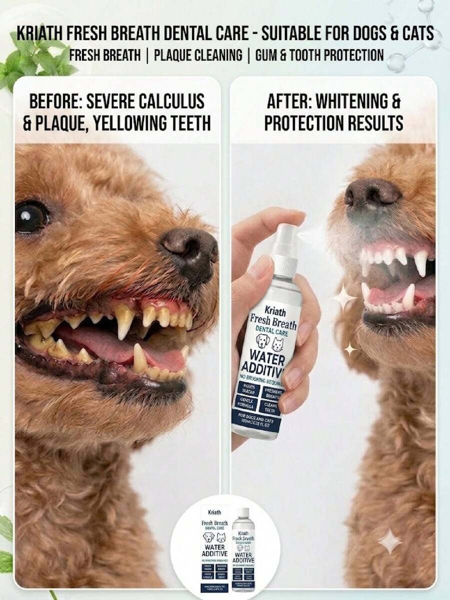 BESTSELLING Drinkable Pet Mouthwash! Plant-Based, Gentle Care For Gums & Teeth-Just Add To Water Bowl. If Swallowed, Perfect For Daily Use, Any Breed, Any Scene! MEGA ! Fresh Breath, Cleaner Smiles-Shop Now & Save Big! - Multicolor - View 1