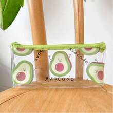 1pc Transparent Waterproof PVC Storage Bag, Large Capacity Fruit & Floral Pattern Pencil Case, Multi-Function Portable Stationery & Cosmetic Organizer, Back To School Daily Travel Holiday Mini Gift - Multicolor - View 7