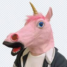 1pc Unicorn Wild Boar Latex Head Mask, Escape Room Haunted House Mystery Bar Costume Mask Headgear Unisex Dress Up Prop - Multicolor - View 8