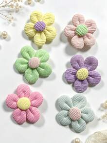 10/20 piezas/Juego de pinzas para el cabello con flores de tela, accesorios para el cabello lindos & dulces - Adecuados para mujeres y niñas, perfectos para uso diario, citas, fiestas, temporada de regreso a la escuela - Multicolor - Ver 5