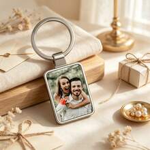Personalized Square Metal Keychain Custom Photo Insert Keyring Anniversary Birthday Gift For Her Him Couple Best Friend Pet Memorial - Multicolor - View 2