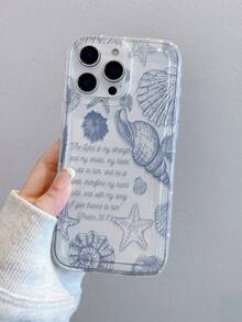1pc Seashell Ocean Element Pattern, Air Cushion Transparent Shockproof Phone Case, TPU Material, Suitable As Holiday Gift, Compatible With Apple XS/XS Max/XR/11/12/13/14/15/16 Pro/Pro Max/14/15/16 Plus/17, Unisex, Phone Case A04/A51/A56/S25 Ultra/S22 Ultra/S21 Plus/S20/A73/A72/A55/A54/A53/A52/A34/A05/S25 Ultra/S25/S25 Plus - Clear - View 3