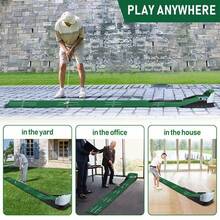 8ft Golf Putter Practice Mat With 3D Panoramic Background, Portable Putting Mat For Home And Office, Indoor And Outdoor Golf Training Aid - Green - View 10