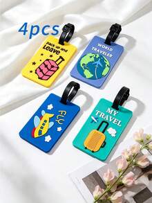 1PC/3PCS Creative Cartoon PVC Luggage Tag, Cute Airplane Suitcase ...