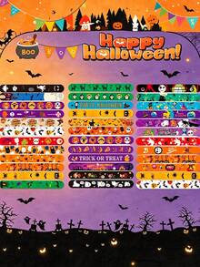 1/10pcs Halloween Slap Bracelets, Halloween Party Small Gifts, School Classroom Rewards, Halloween Candy Bag Gifts Toys, Halloween Slap Bracelets, Halloween Gifts, Halloween Decorations - Multiple Styles - View 7