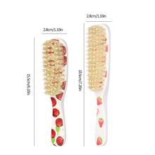 Women's Home Use Detangling Hair Brush, Fresh Fruit Print, Single Independent Package, Round Ball Cushioned Bristles, Smooth Combing For Straight And Curly Hair, Frizz-Smoothing, Portable Hair Care Tool - Red and White - View 8