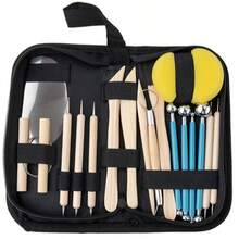Bộ dụng cụ điêu khắc đất sét gốm 18/15/5 món kèm túi khóa kéo Oxford, cán gỗ, thép không gỉ, dùng để chạm khắc, tạo hình, tỉa, dành cho học sinh và người mới bắt đầu - Nhiều màu - Xem 10