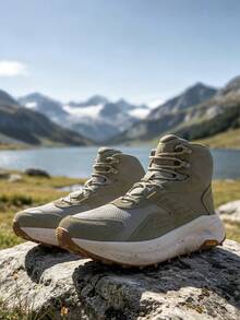 Men's Hiking Boots Wide Toe Box Low Drop Waterproof Outdoor Trekking Camping Shoes - 橄欖綠 - 查看 2