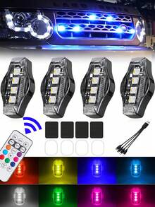 4/2pcs Wireless LED Strobe Lights With Remote Control, USB Rechargeable, 8-Color High Brightness Waterproof Anti-Collision Warning Lights, Suitable For Cars, Motorcycles, Drones, Trucks, Bicycles (Activate Before Use, Unplug After 2 Seconds Of Powering On) - Airplane Lights - View 2