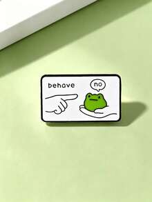 1pc Cute Slacker Frog Brooch, Creative Exquisite Craftsmanship With Rebellious Slogan, Delicate Texture, Versatile Accessory For Clothes And Bags To Add Fun And Personalized To Your Outfit - Multicolor - View 3