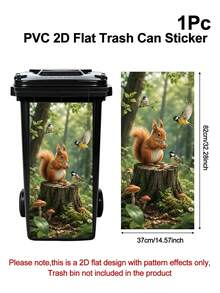 1pc Cartoon Squirrel Stickers, 37*82cm Self-Adhesive, Suitable For Plastic Surfaces, Removable, Home Decor, Applicable To Trash Cans, Walls, Bathrooms, Refrigerators, Smooth Surface, Fun Themed Decor, Cover Wall Imperfections - Squirrel - View 12