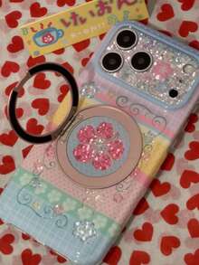 Rhinestone Vine Hibiscus Flower 360° Rotating Pivot Case Compatible With Apple 17 Pro Max Phone Case 16 New 15 Pro New 14 PM Protective Shell 18 Niche 18 Pro Max - Multicolor - View 4