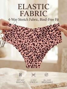 SQPVEH 15pcs/Pack Solid Color & Leopard Print Wavy Edge Design Fashion Women's Panties Sexy Seamless Smooth Comfortable Breathable - Multicolor - View 9