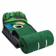 8ft Golf Putter Practice Mat With 3D Panoramic Background, Portable Putting Mat For Home And Office, Indoor And Outdoor Golf Training Aid - Green - View 8