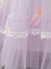 Baby Girls Long Sleeve Multi-Color Bow Tulle Cute Birthday Dress, Fabric Floral Pattern Random Cut, Headband Not Included - Mauve Purple - View 9