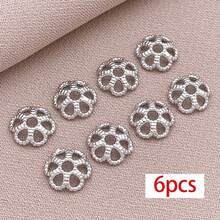 6pcs 18K Gold Silver Plated Filigree Flower Bead Caps Floral Petal Spacer End Caps For DIY Pearl Bracelet Necklace Jewelry Making Findings - Multicolor - View 13