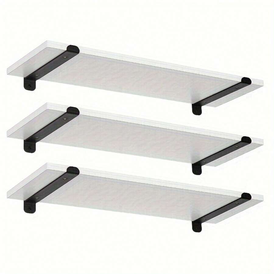 3 Stk.Wandregal 3-teiliges Set, schwebendes, Floating Shelf Tragfähigkeit 15 kg/ebene Wandregal, an Wand, Wohnzimmer, Küche, Badezimmer Floating Shelf - Weiß 1St - Übersicht 1
