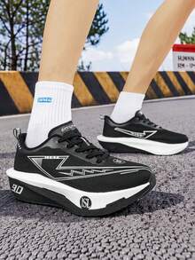 Women's Sports Shoes, Featuring Fabric Upper And EVA Sole, Suitable For All Seasons, Versatile Style, For Running, Basketball, Volleyball And Gym Workouts. - Black - View 9