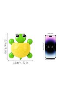 1pc Cute Turtle Shaped Wall Mounted Storage Rack, No Drilling Wall Hanging Storage, Bathroom Decor With Strong Suction Cup, Cartoon Cute Toothbrush Holder, Bathroom Storage, Kitchen Storage, Kitchen Utensil Storage Rack - A - View 6