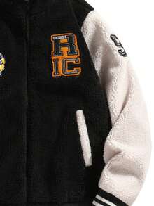 LEGEN DEER Men's Letter Pattern Zipper Casual Versatile Everyday Long Sleeve Jacket - Black - View 4