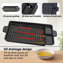 1/2 Pack Non-Stick Grill Pan Rectangular Hot Plate Barbecue Pot Portable Oil Spill Baking Tray, Korean-Style Non-Stick Grill Pan Rectangular Hot Plate Barbecue Pot Portable Oil Spill Baking Tray For Indoor Outdoor BBQ - View 6