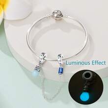 1pc S925 Sterling Silver Glow-In-The-Dark Beaded Pendant, Angel, Wizard, Star, Light Bulb, Colorful Light Multiple Styles, Glow-In-The-Dark Enamel With Rhinestone Details, Comes With Gift Box, Suitable For Bracelet Necklace DIY, Romantic Personalized Commemorative Accessory That Glows At Night - Multicolor - View 9